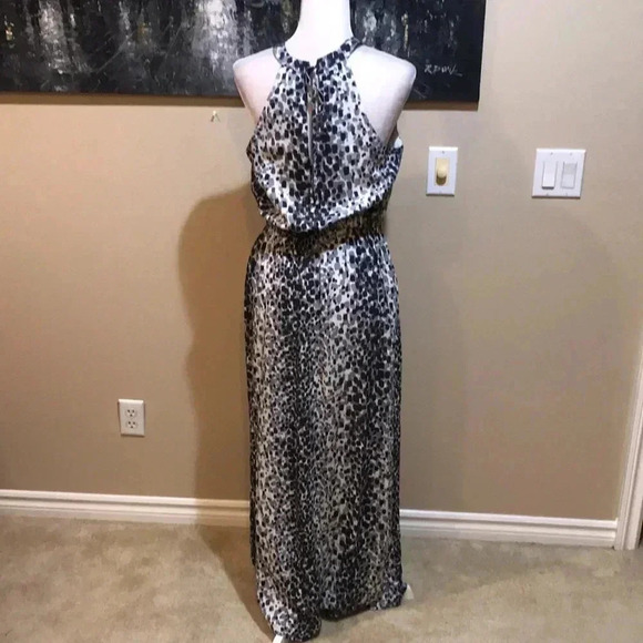 Banana Republic Factory Multi-Print Dotted Gray Black & White Maxi Dress-Size 8 - Picture 2 of 13
